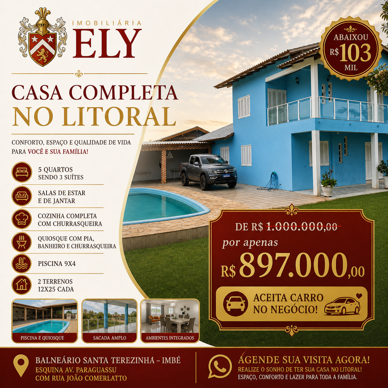 Casa Completa no Litoral — Balneário Santa Terezinha